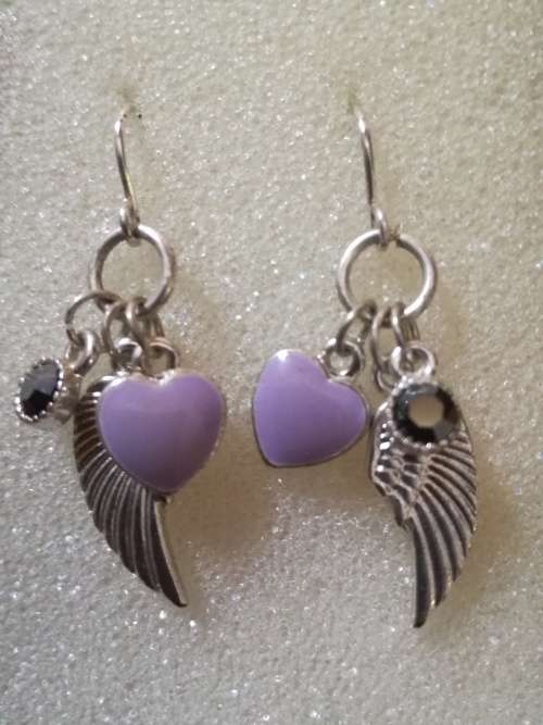 Boho Angel Wings with Heart Earrings